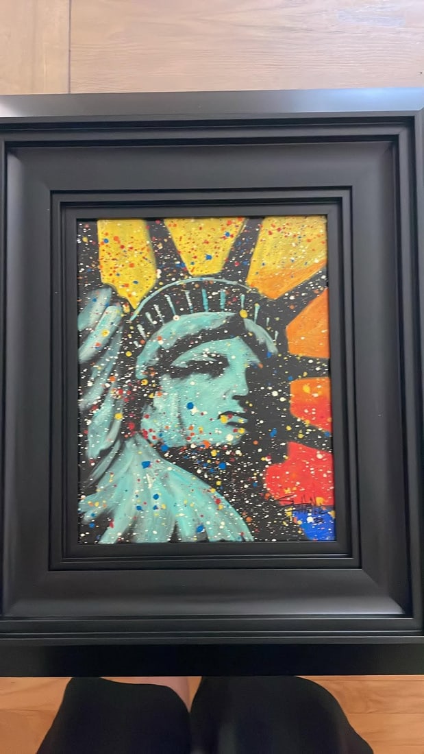 Fishwick Liberty Head: Fishwich "Liberty Head" 2022 14" x 11" Image size Acrylic painting on canvas. Hand-signed in pigment lower right by the artist. A Unique work. Gallery framed, COA, Appraisal. MCB
