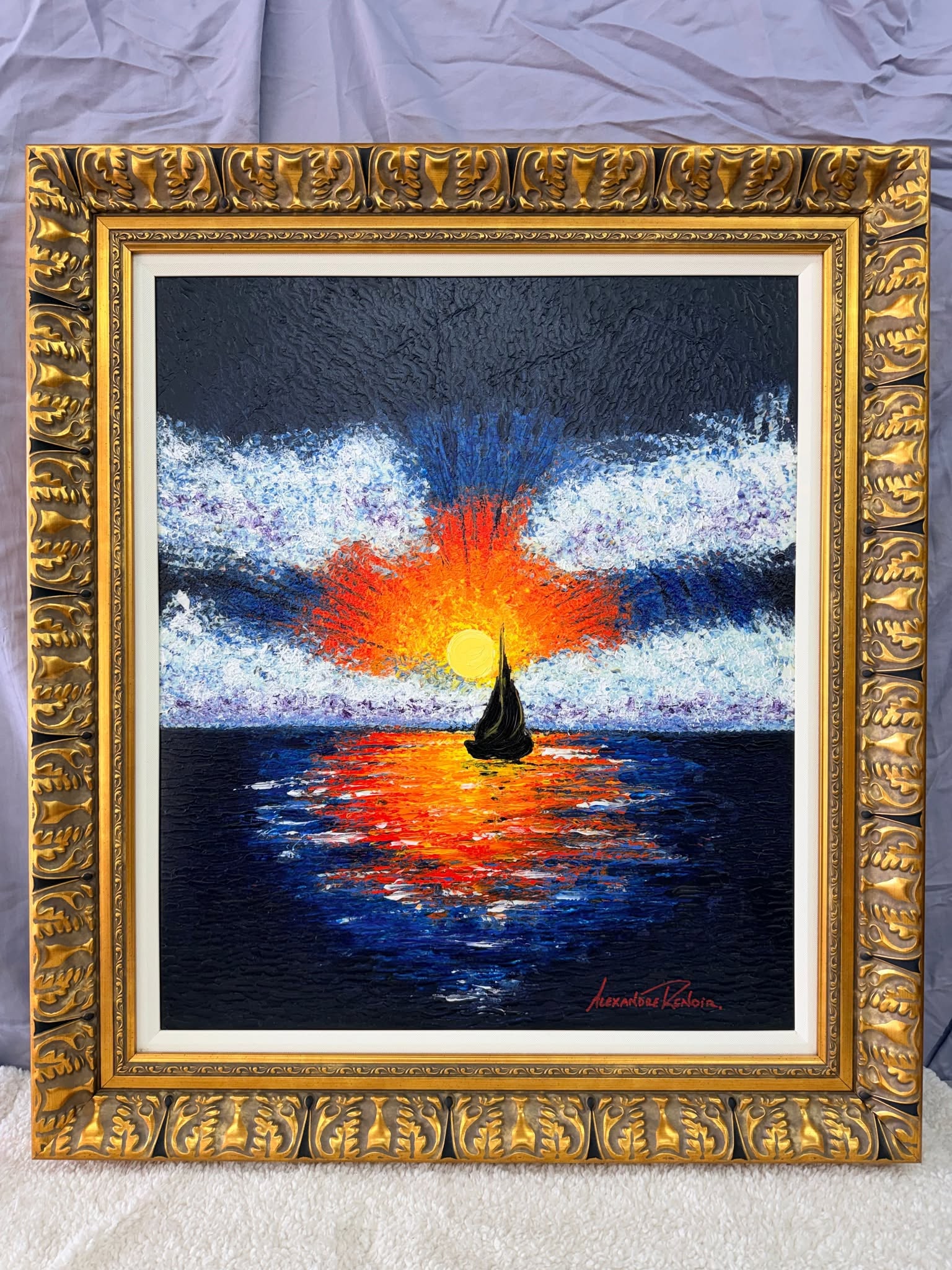 Alexandre Renoir Last Light: Alexandre Renoir "Last Light" 2018 28" x 24" image size Giclee in color with hand-embellishment on canvas. Hand-signed in pigment by the artist. Gallery framed, COA, Appraisal. DW