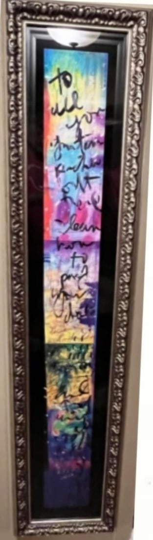 Tim Yanke num 32: Tim Yanke "#32" 2015 62" x 14" Lithographic image viewed through a lenticular lens with unique embellishing. Hand-signed in ink lower left on the bottom panel LE COA