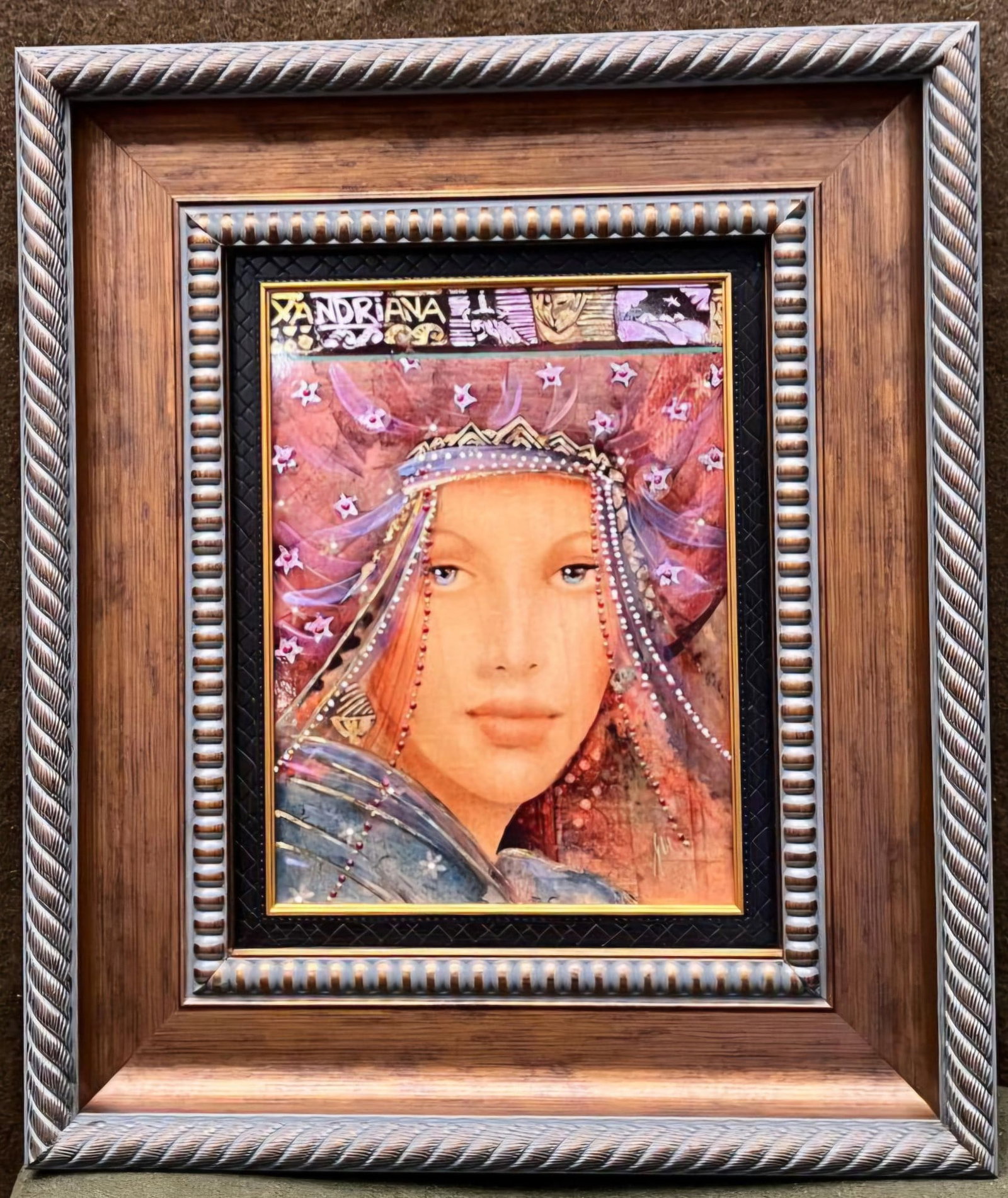 Csaba Markus Xandriana: Csaba Markus "Xandriana" 2021 12" x 9" Image size Caldograph (digital multiple through dye-sublimation on wood) with hand-embellishments using a variety of gold leafs and acrylic paints. Hand-signed i