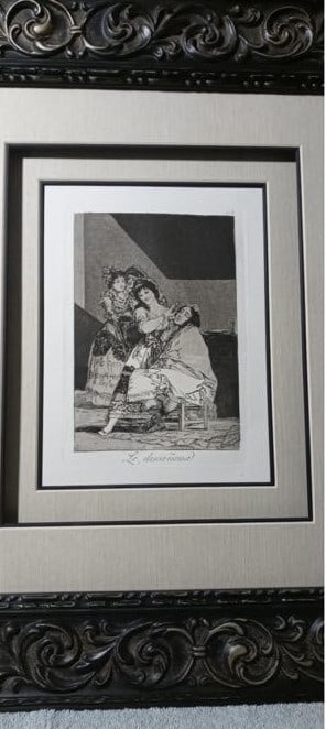 Francisco Goya Le Descanona (She Fleeces him): Francisco Goya "Le Descanona" (She Fleeces him) c. 1799 8 5/6" x 6 1/8" image size Etching and burnished aquatint on wove paper. Plate 35 from "Los Caprichos" (The Caprices) From the fifth edition
