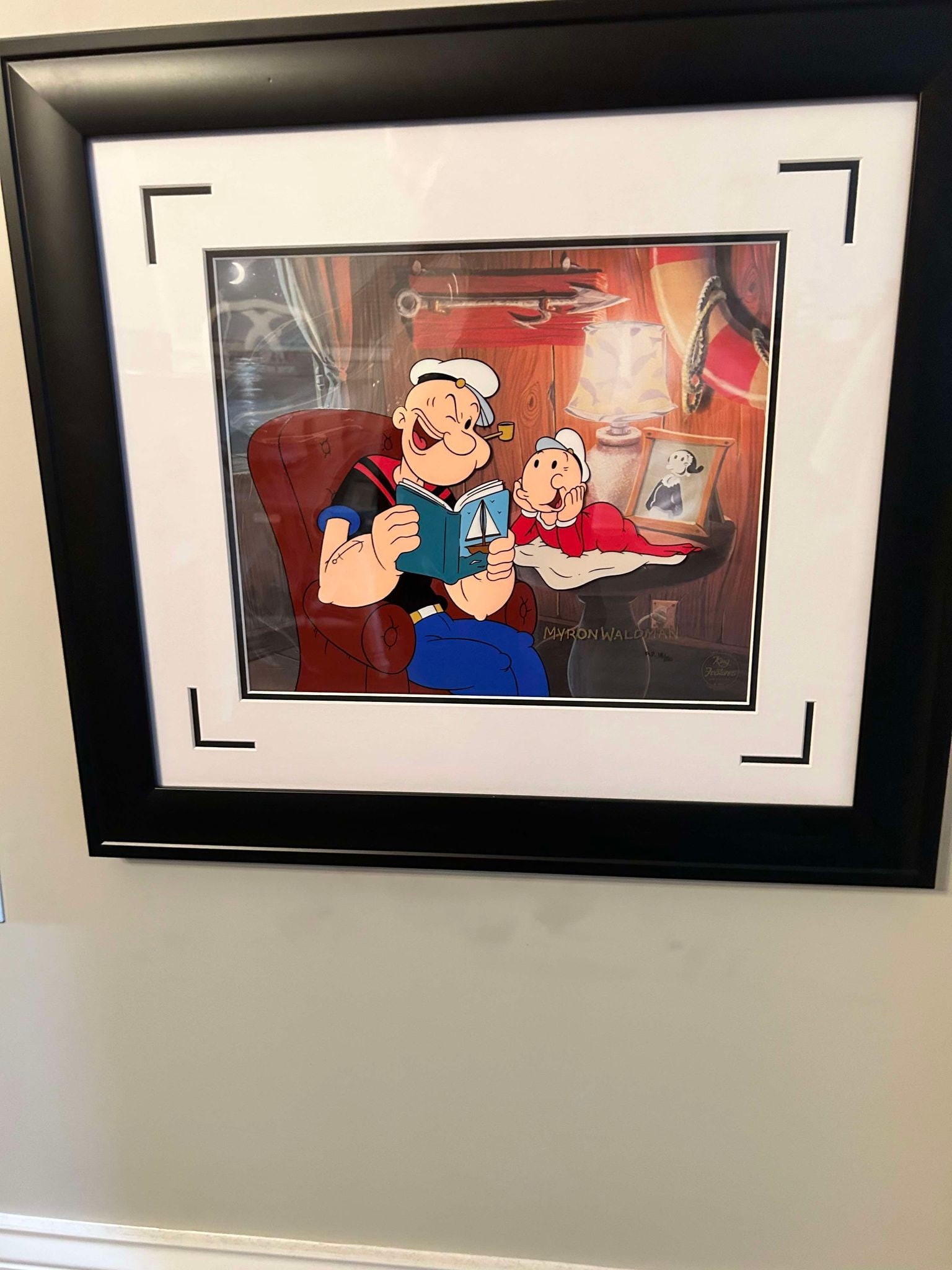 King Feaqtures, Inc Tales of the Sea: King Feaqtures, Inc "Tales of the Sea" 2005 10 1/2" x 12 1/2" Image size Hand painted cel with color background. Signed by Myron Waldman. Gallery framed, COA, Appraisal