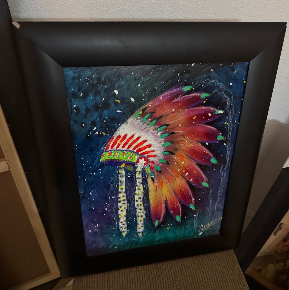 Tim Yanke Headress (040113.169) Unique: Tim Yanke "Headress 040113.169)" Unique 2013 20" x 16" image size mixed media with pigment, pastels, ink, and charcoal on board. Hand signed in ink lower right by the artist. Signed, titled and dated
