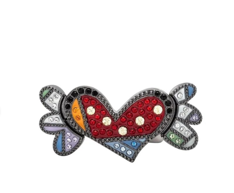 Romero Britto Heart Ring/Necklace with Swarovski crystal: Romero Britto Heart Ring/ Necklace with Swarovski crystal This Gorgeous piece of jewelry is versatile can be worn as a ring or detach the band and wear it as a necklace/ Limited Edition