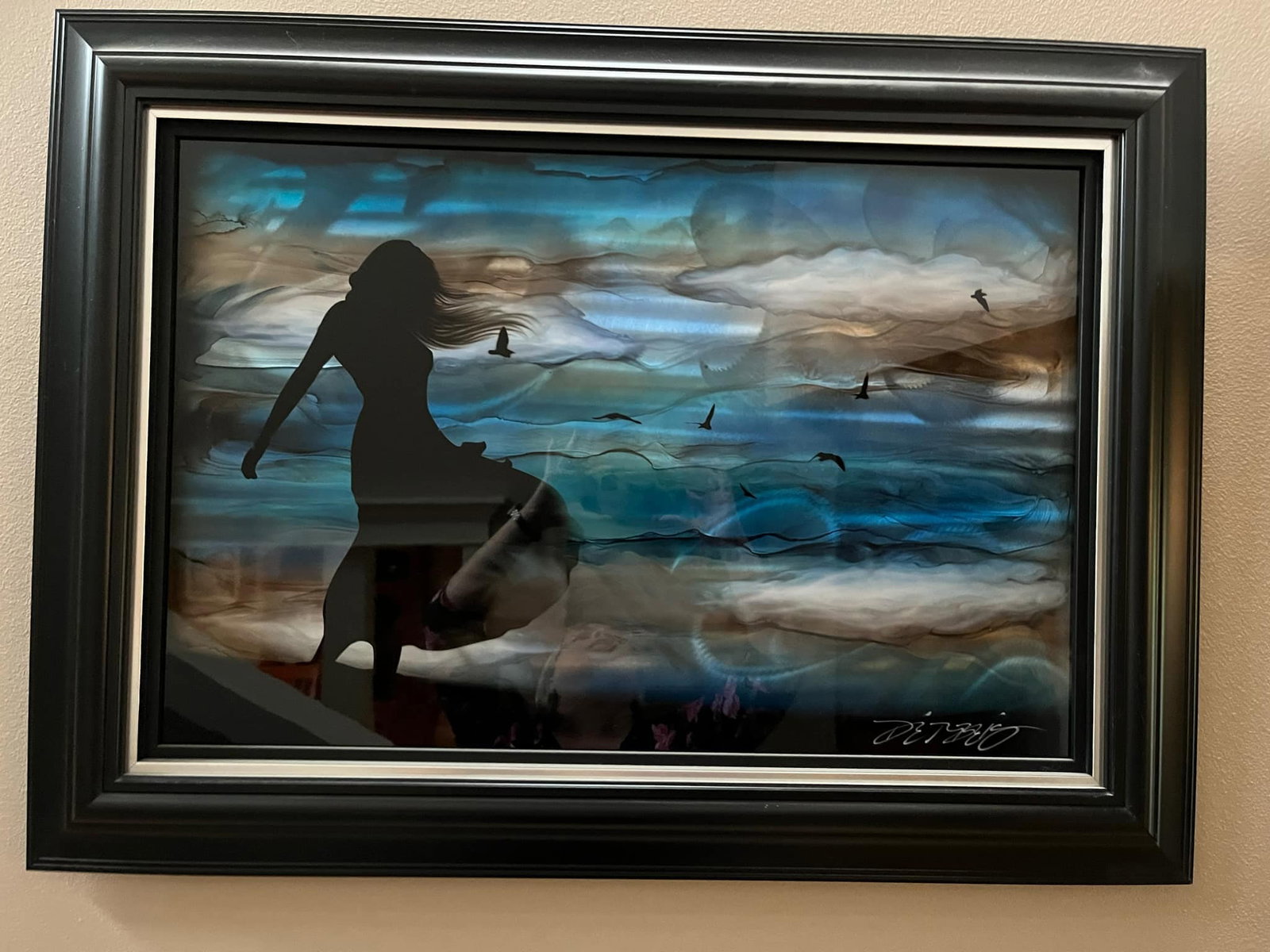 Chris Derubeis Cool Breeze Unique: Chris Derubeis "Cool Breeze" Unique 2017 20" x 30" image size Mixed media on aluminum including air-brush painting and hand ground surfaces. Hand-signed in pigment lower right by the artist. A unique