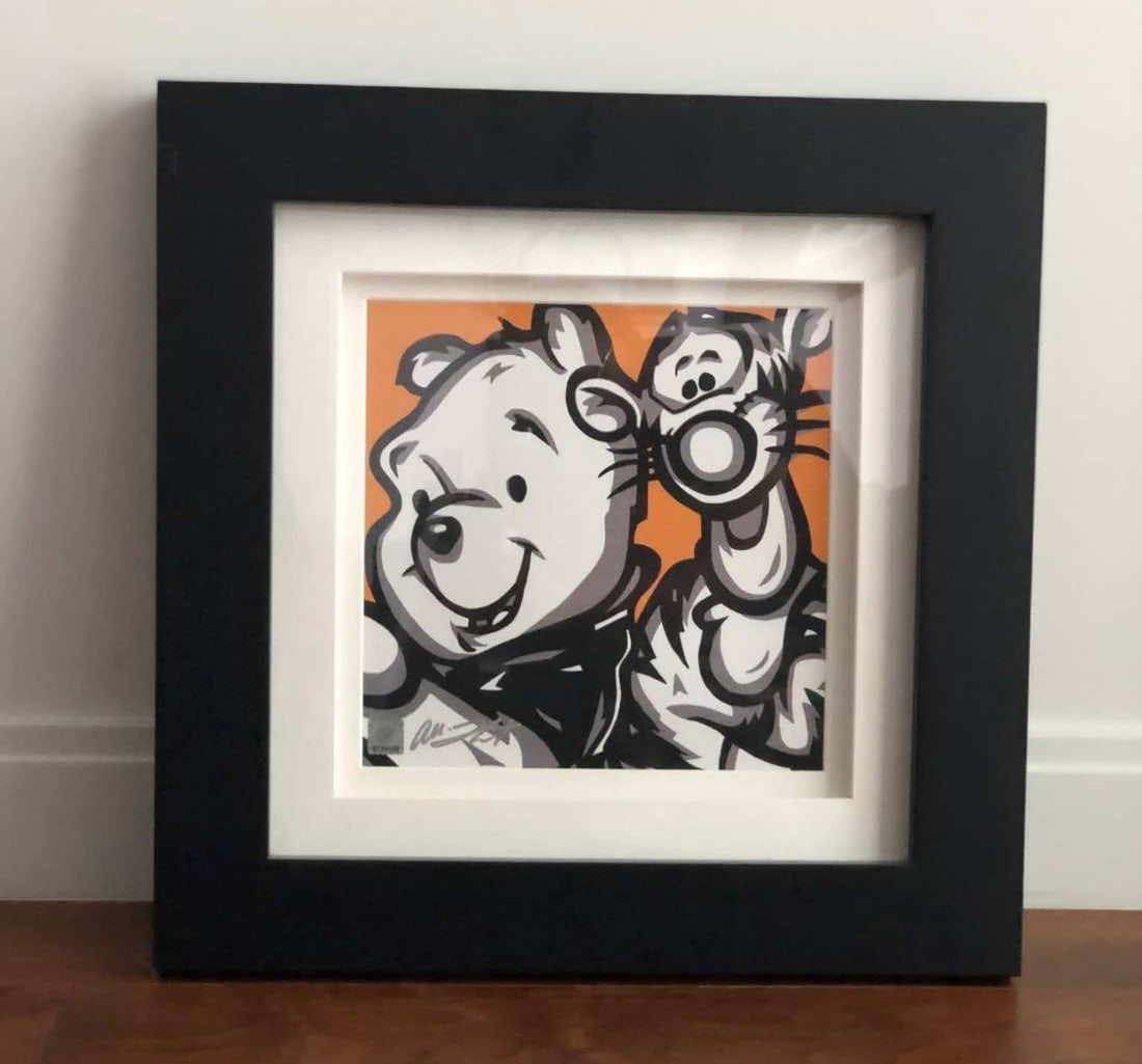 Allison Lefcort Pooh and Tigger: Allison Lefcort "Pooh and Tigger" 2006 10" x 10" image size Lithograph in color on paper. Hand-signed by the artist in ink lower left and artist's signature authenticate seal lower left. From an open