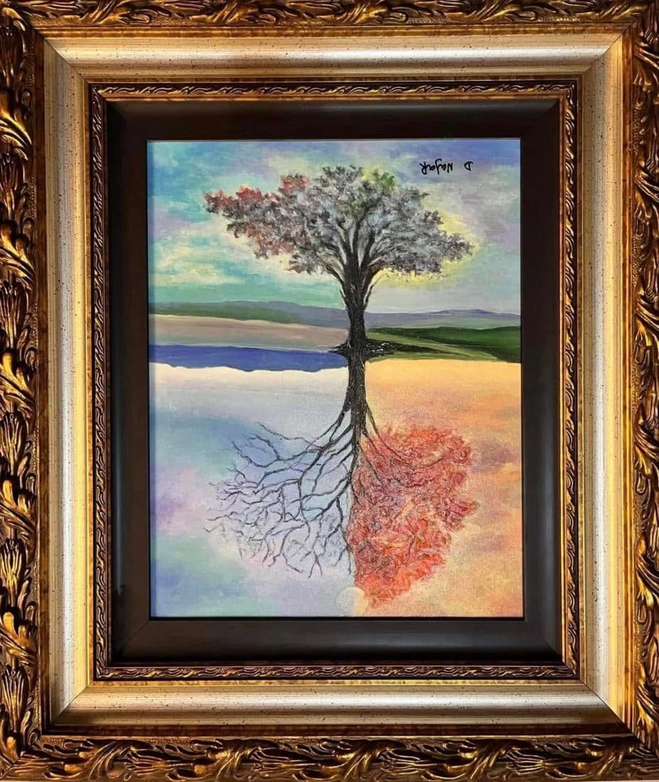 David Najar "Seasons Change": David Najar "Seasons Change" 2017 20 1/4" x 15 3/4" (Image size) Giclee in color with hand-embellishment on canvas. Hand-signed in pigment lower left by the artist. Gallery framed, COA, Appraisal.