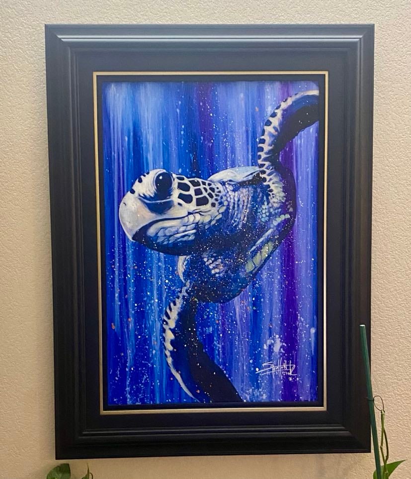 Stephen Fishwisk "Sea Day" Unique: Stephen Fishwick "Sea Day" 2020 36" x 24" image size Acrylic painting on canvas. Hand-signed in pigment by the artist. A unique work. Gallery framed, COA, Appraisal
