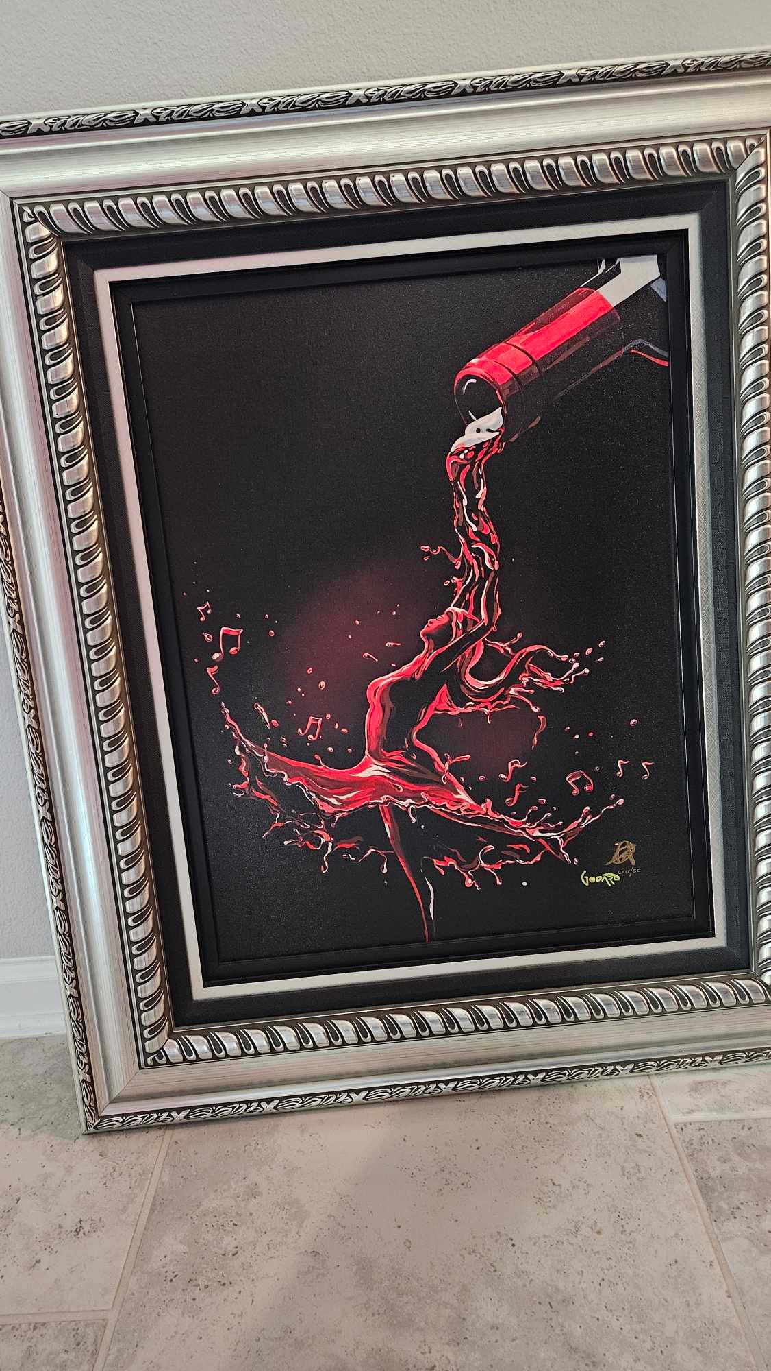 Michael Godard "Red Wine Dance": Michael Godard "Red Wine Dance" 2020 23" x 17 1/2" image size Giclee in color with hand-embellishment on canvas. Hand-signed in ink lower right by the artist. Gallery framed, COA