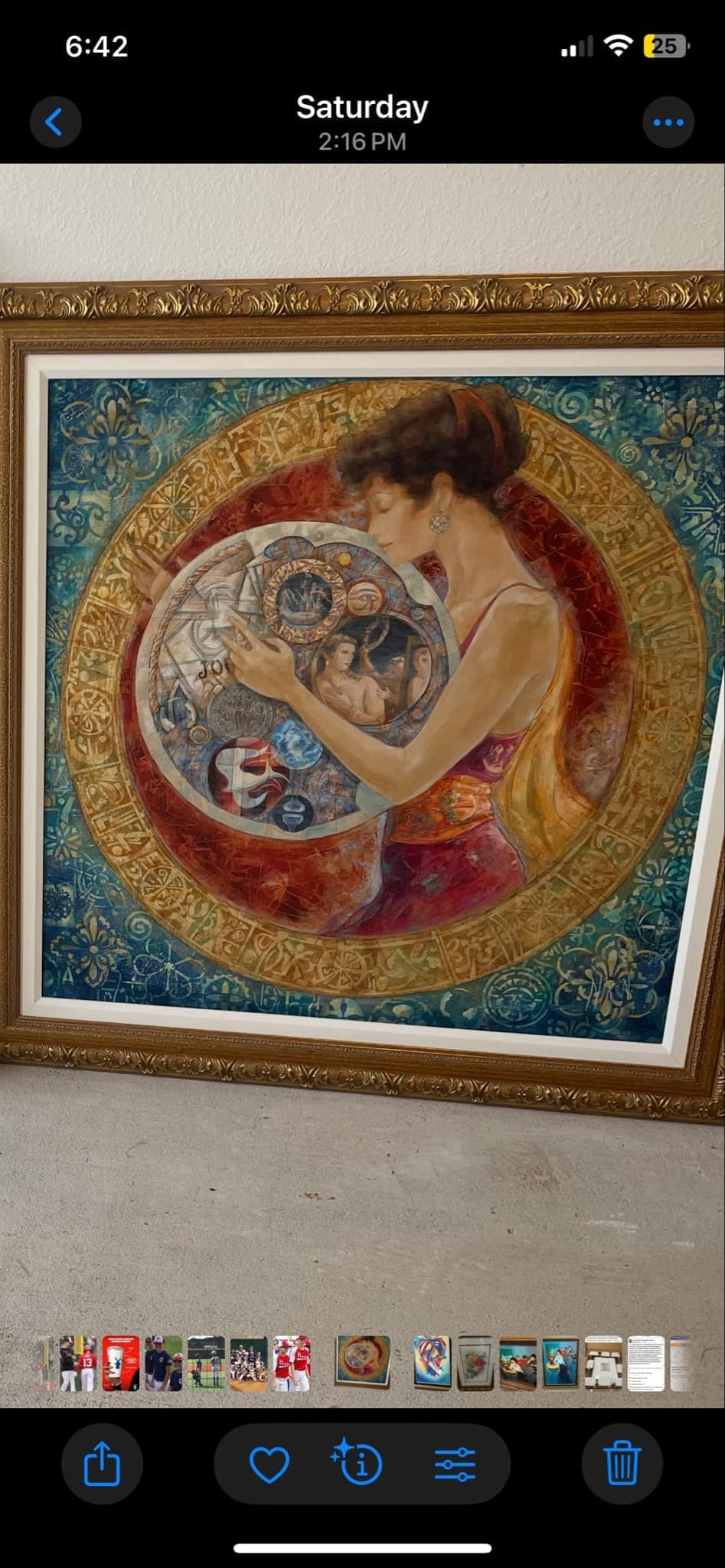 Peter Nixon "Time Tondo": Peter Nixon "Time Tondo" 2011 36" x 36" image size oil painting on canvas. Signed in pigment. Signed, titled, and dated on verso. A Unique work. Gallery framed, COA, Appraisal