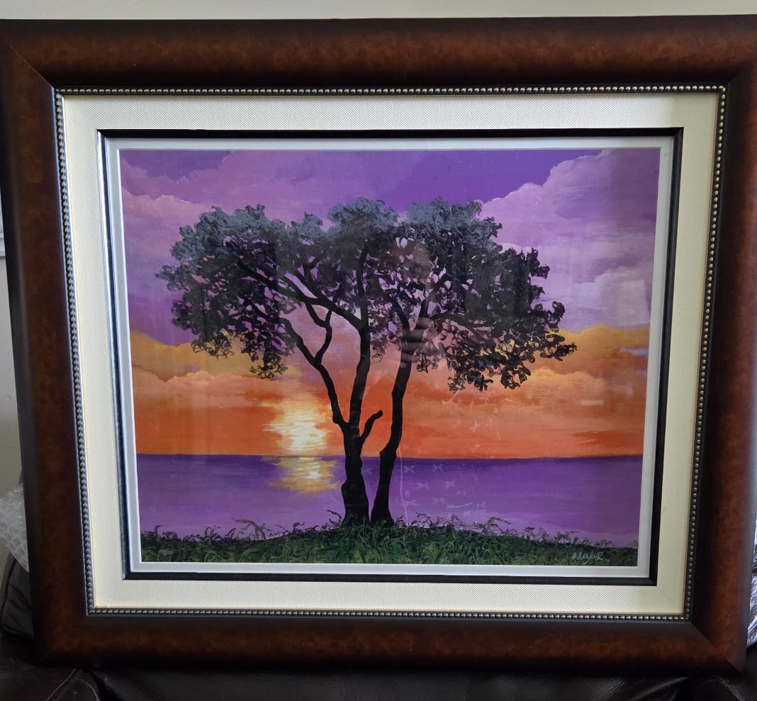 David Najar "Sunset in Paradise": David Najar "Sunset in Paradise" 2023 15 7/8" x 20" image size Giclee in color on paper. Hand-signed by the artist. Gallery framed, COA. Appraisal
