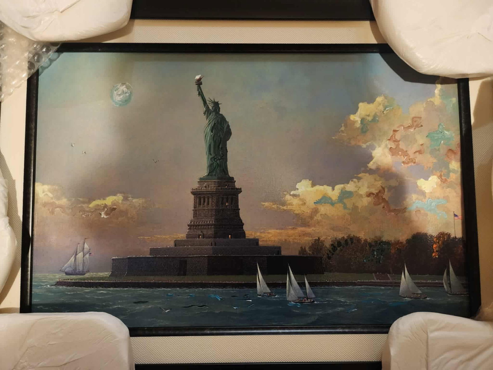 Alexander Chen "Liberty Island": Alexander Chen "Liberty Island" 2003 11 3/8" x 17 1/4" image size Seriolithograph in color with hand embellishment on canvas. Gallery framed, COA