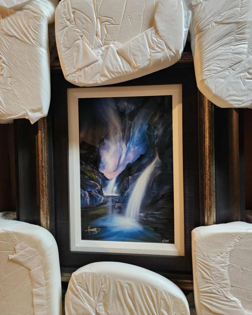Ashton Howard "Winter's Rush": Ashton Howard "Winter's Rush" 2022 13" x 8 5/8" image size Digital multiple on aluminum through dye sublimation. Hand-signed by the artist. Gallery framed, COA