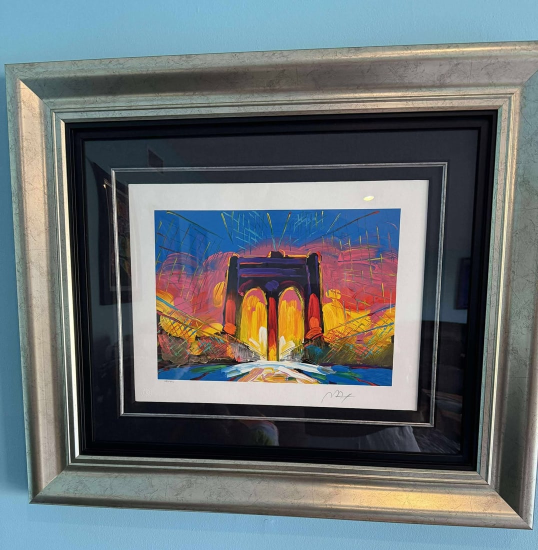 Peter Max "Brooklyn Bridge": Peter Max "Brooklyn Bridge" 2017 11 7/8" x 16 5/8" image size Serigraph in color on wove paper from the Peter Max Studio. Hand-signed by Peter Max in pencil lower right and numbered in Arabic, lower l