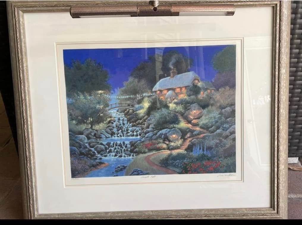Andrew Warden "Cascade Falls": Andrew Warden "Cascade Falls" 2000 12 3/4" x 16 3/4" image size Seriolithograph in color on wove paper. Signed in pencil, titled and numbered LE COA