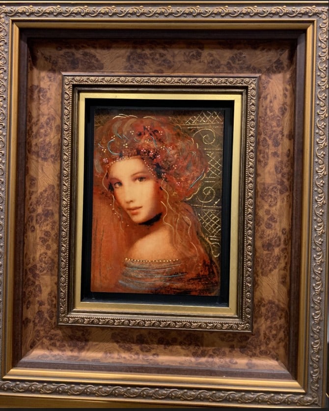 Casaba Markus "Woman Of the Spring: Casaba Markus "Woman of the Spring" 2016 19" x 20" image size Caldograph with hand-embellishments using gold leaf and acrylic paint. Hand-signed by the artist. Gallery framed, COA, Appraisal DP