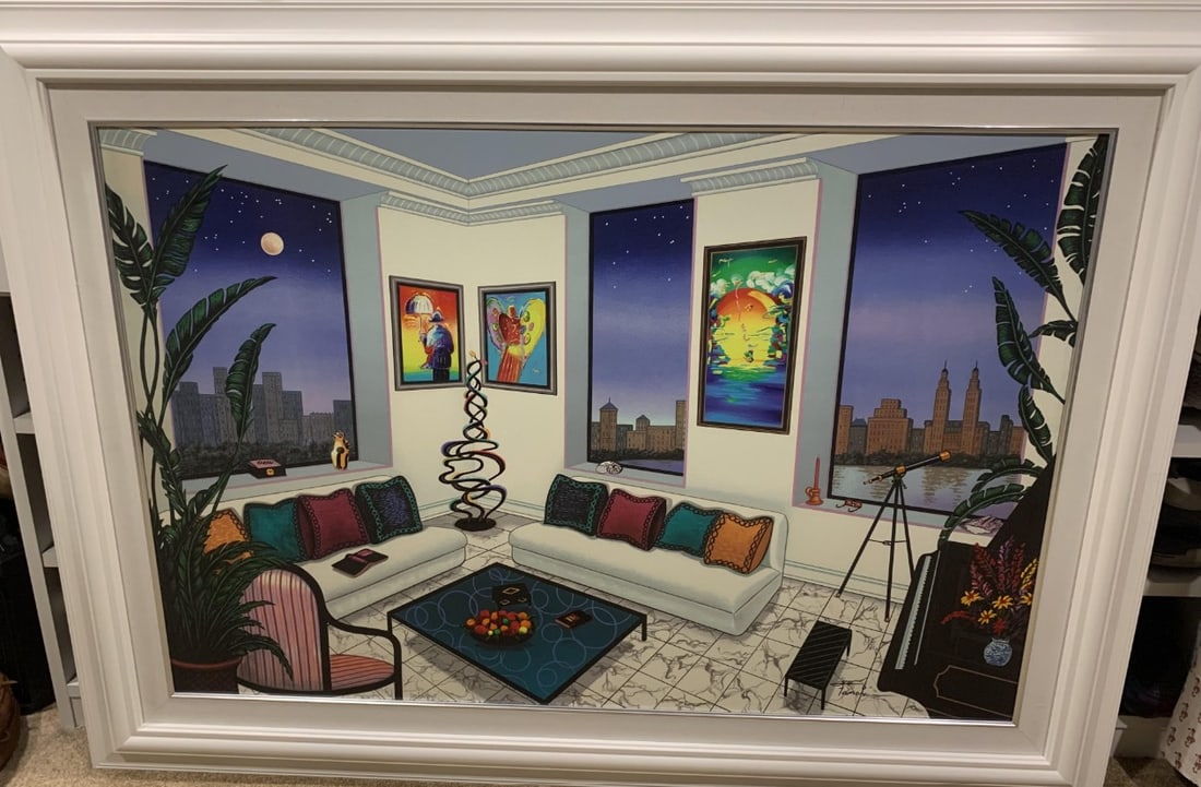 Fanch Ledan "New York Moonscape II": Fanch Ledan "New York Moonscape II" 2016 28" x 42" image size Giclee in color with hand-embellishment on canvas. Hand-signed in pigment by artist. Gallery framed, COA, Appraisal. DP