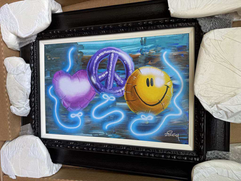 Ziggy "Peace, Love and Happiness": Ziggy "Peace, Love and Happiness" 2023 16" x 24" Image size Giclee in color with hand-embellishment on canvas. Hand-signed by the artist. From the Arabic numbered edition of 200 examples. Gallery