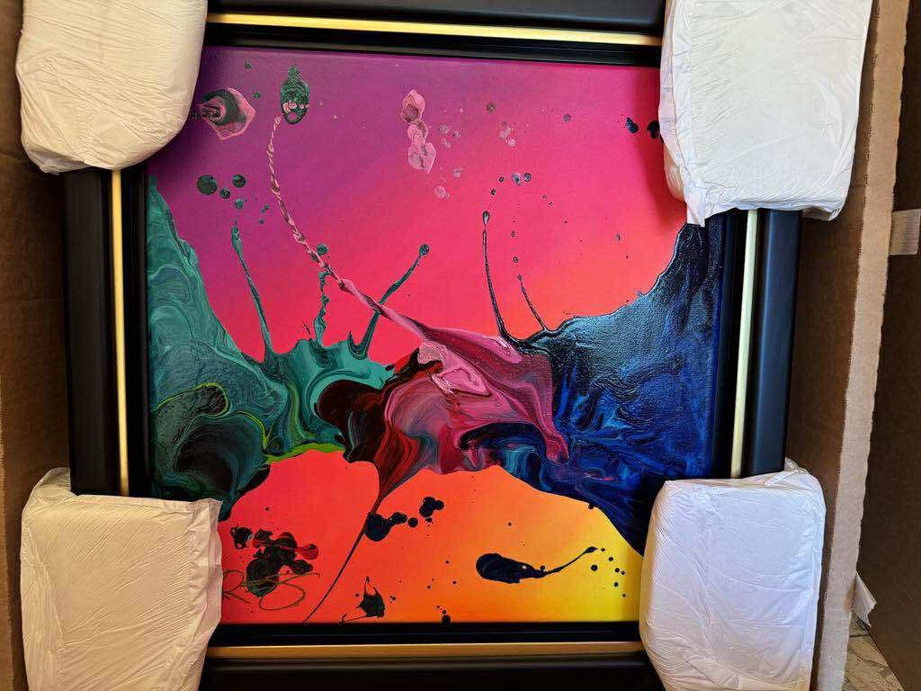 Kre8 "Nirvana" Unique: Kre8 "Nirvana" Unique 2023 20" x 20" image size Acrylic painting on canvas. Hand-signed in pigment lower right by the artist. Gallery framed, COA, Appraisal. BA
