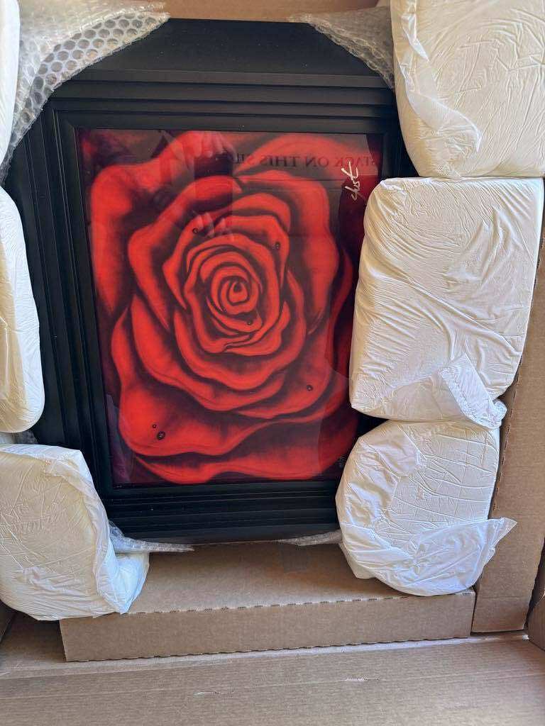 Nicholas Yust "Soft Kiss": Nicholas Yust "Soft Kiss" 2023 12" x 16" image size dye sublimation on aluminum. Hand-signed by the artist. Gallery framed, COA, Appraisal. BA