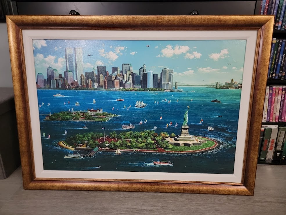 Alexander Chen "New York Gateway": Alexander Chen "New York Gateway" 22 15/16" x 34" image size Giclee in color with hand embellishment on canvas. Framed, COA, GD