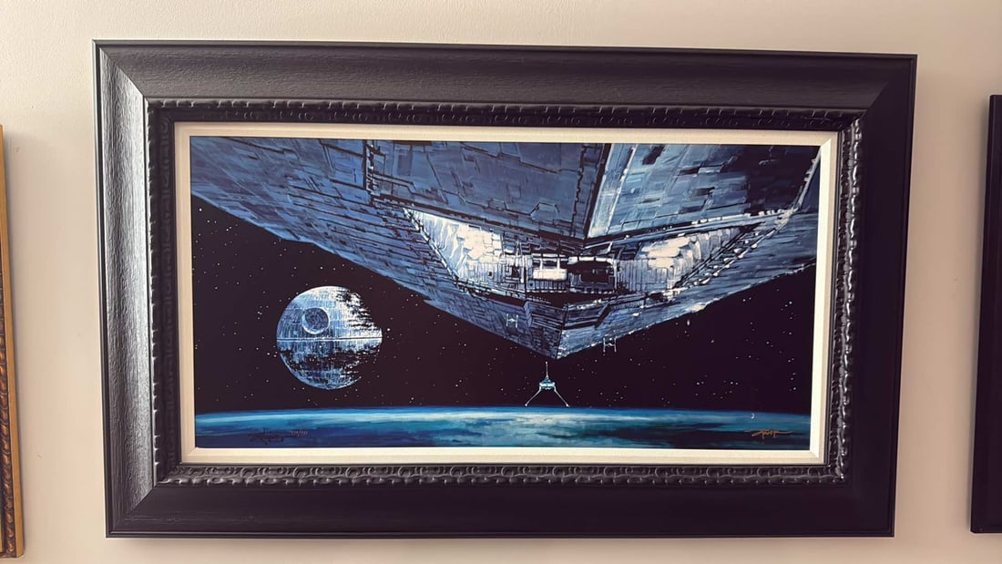 Rodel Gonzalez Vaders Shuttle: Rodel Gonzalez "Vaders Shuttle" 2022 18" x 36" image size giclee in color on canvas. Hand-signed in pigment lower right by the artist. Gallery framed, COA< appraisal, JR