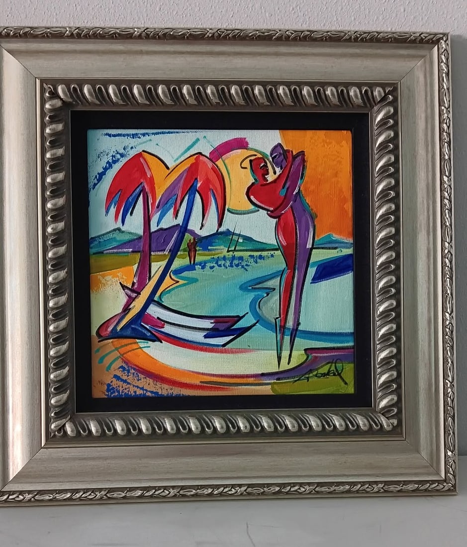 Alfred Gockel Happily Married: Alfred Gockel "Happily Married" 12" x 12" image size Acrylic painting on canvas. Hand-signed in pigment lower right by the artist. A Unique Work. Gallery framed, COA, Appraisal, JPP