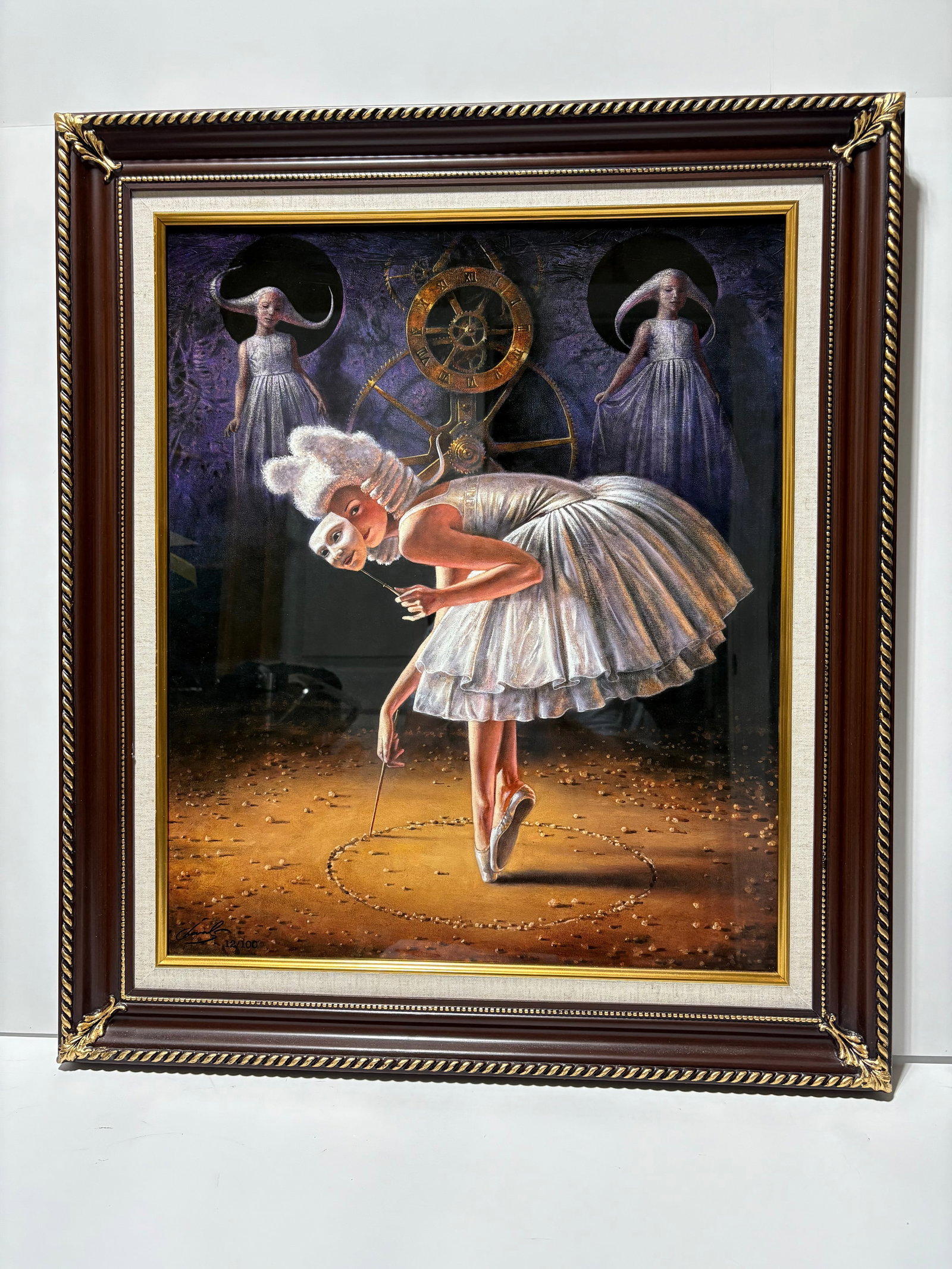 Michael Cheval Circle of Time: Michael Cheval "Circle of Time" 2022 24" x 20" image size Giclee on aluminum. Gallery framed, COA, Appraisal. SEK