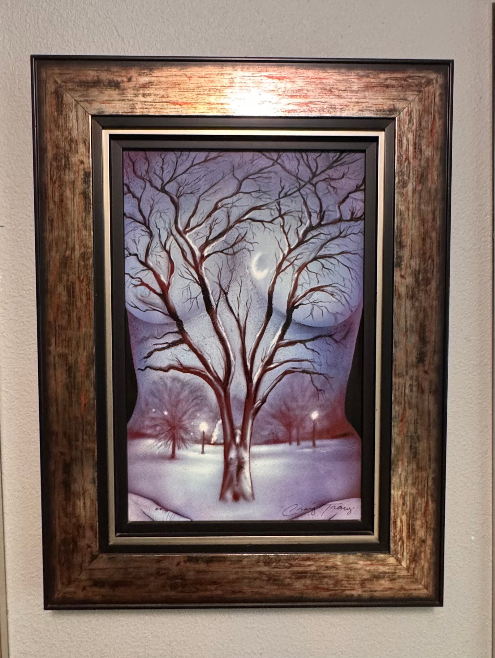 Craig Tracy Winter: Craig Tracy "Winter" 2017 21" x 13 1/2" image size Digital multiple on aluminum through dye sublimation. Hand-signed in pigment lower right by the artist. Gallery framed, COA, Appraisal. MS