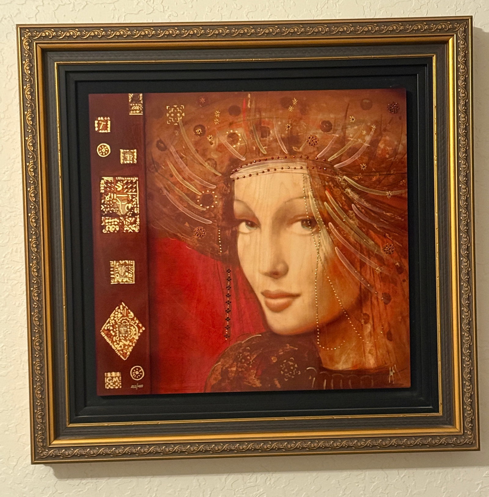 Csaba Markus Hermelina: Csaba Markus "Hermelina" 2016 19" x 20" image size Caldograph (digital multiple through dye-sublimation on wood) with hand-embellishments using a variety of gold leafs and acrylic paints. Hand-signed 