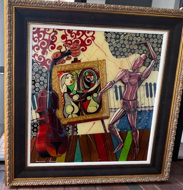 Marcus Glenn Anatomy Women's Joy of Collecting art Unique: Marcus Glenn "Anatomy Woman's Joy of Collecting Art The Introduction to Anatomy Woman Series" 2018 36" x 31 3/4" Mixed media painting with resin on board. Hand-signed in pigment lower left by the