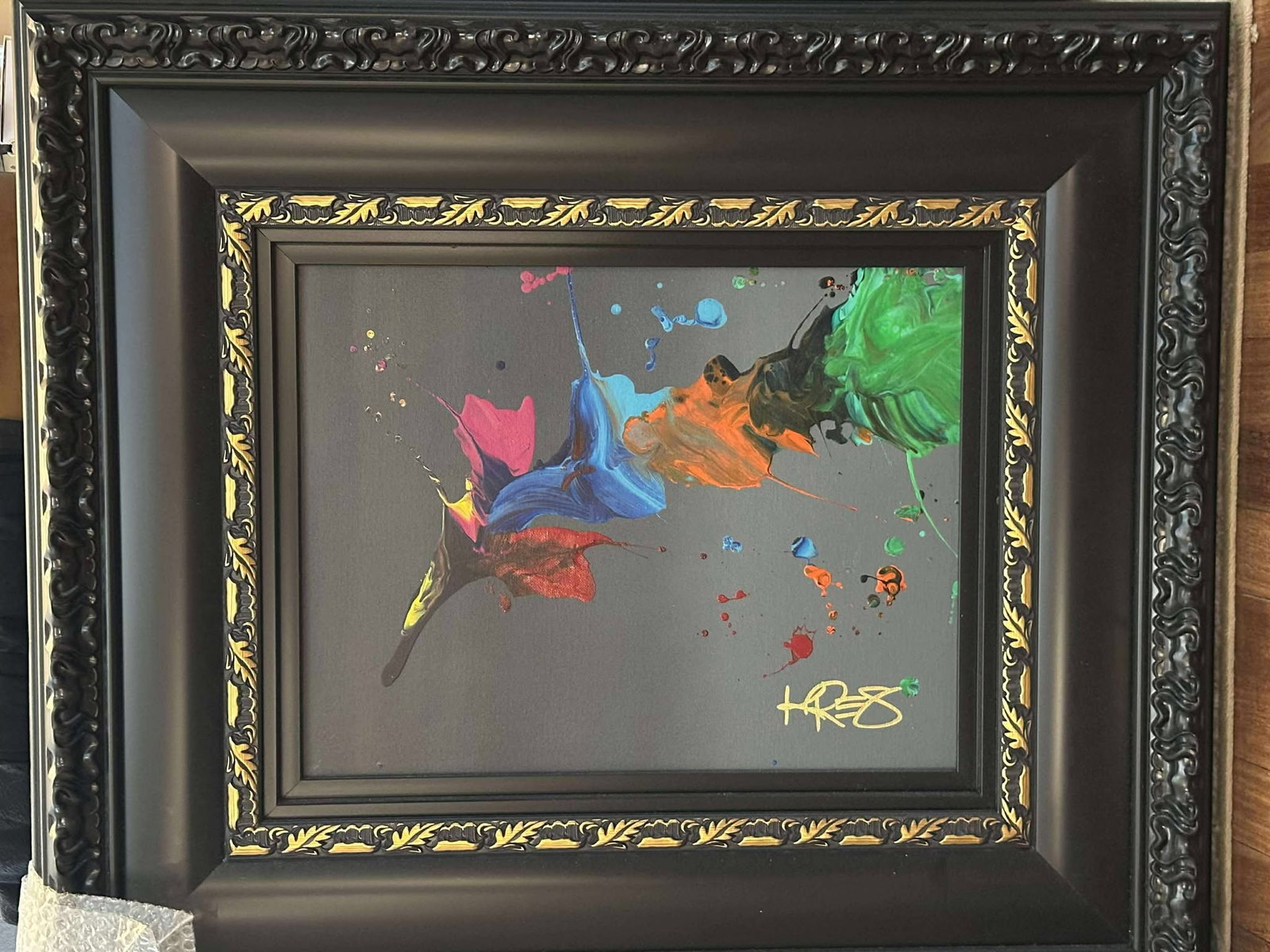 Kre8 (Kevin Virgil) mini abstract: Kevin Vigil (Kre8) "Mini Abstract" 2018 14" x 18" image size Acrylic painting on canvas. Hand-signed in pigment by the artist. A unique variation. Gallery framed, COA, Appraisal. LC