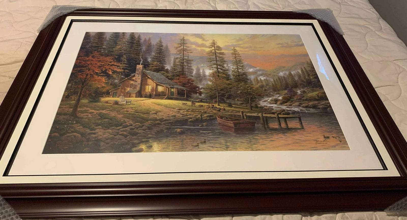 Thomas Kinkade Peaceful Retreat (Medium): Thomas Kinkade "Peaceful Retreat (Medium)" 2002 24" x 36" image size offset lithograph in color on premium paper. Signed with the artist's DNA matrix signature authentication system and numbered.