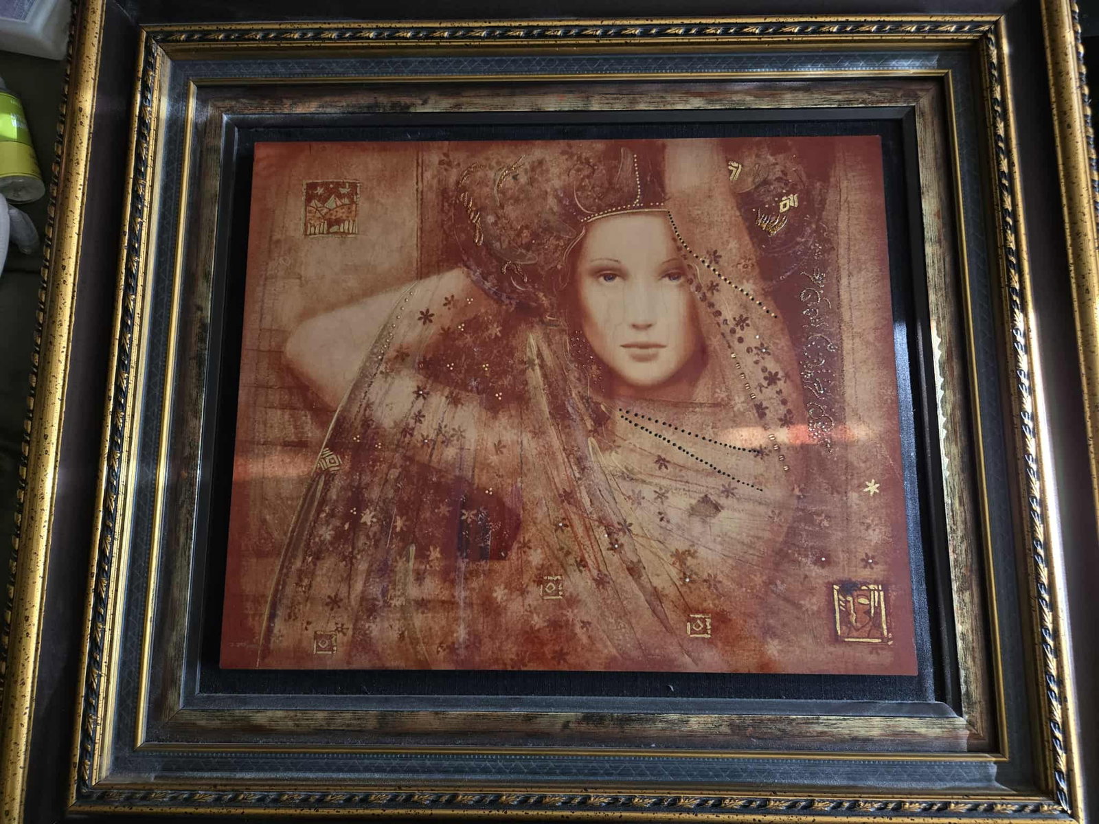 Csaba Markus Pure Love: Csaba Markus "Pure Love" 2016 16 3/8" x 20" image size Caldograph (digital multiple through dye-sublimation on wood) with hand-embellishments using a variety of gold leafs and acrylic paints.
