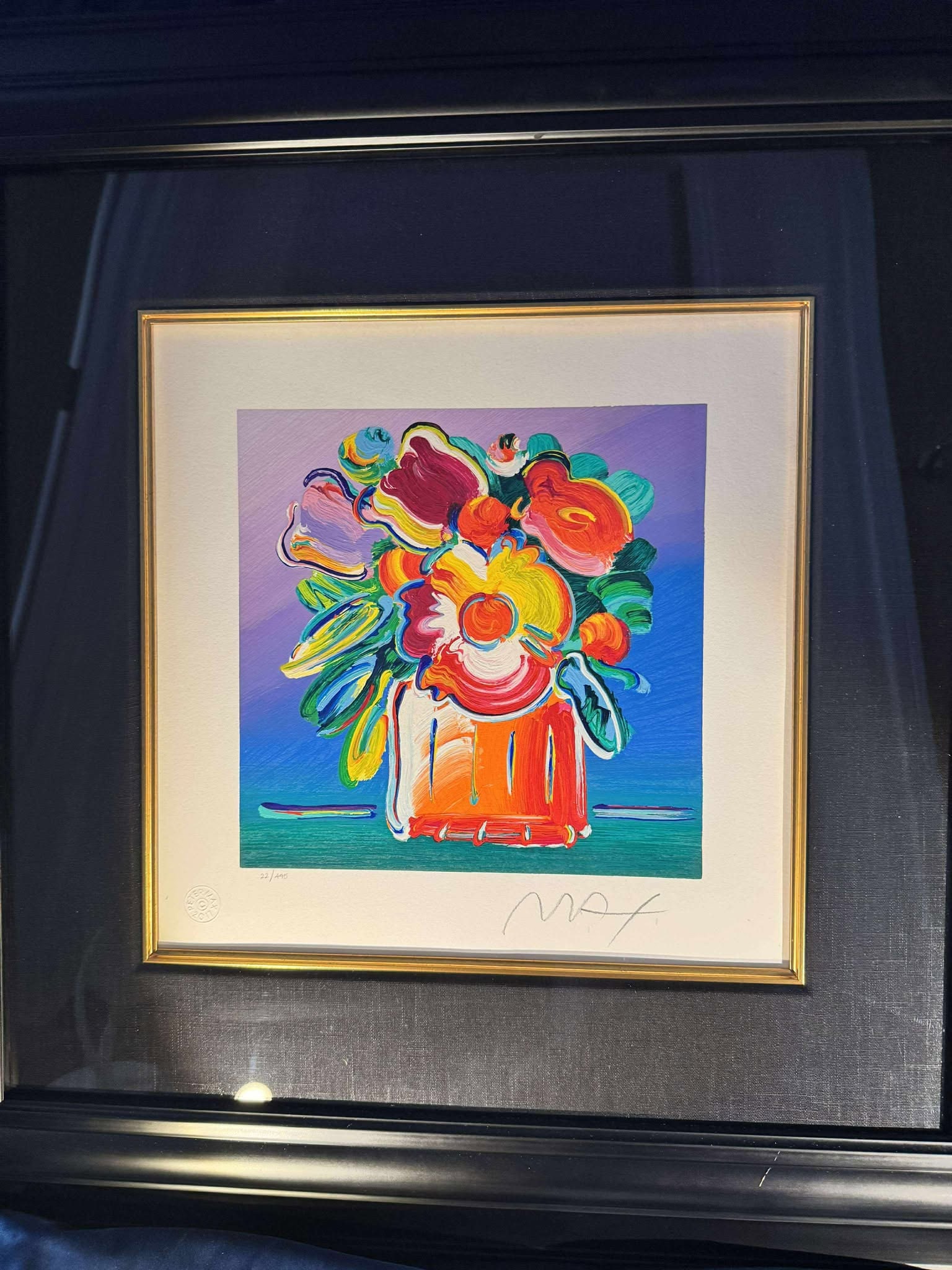 Peter Max Abstract Flowers I: Peter Max "Abstract Flowers I" 2017 9 1/4" x 9 1/4" image size serigraph in color on wove paper from the Peter Max Studio. Hand signed by Peter Max in pencil lower right and numbered in Arabic. Galler
