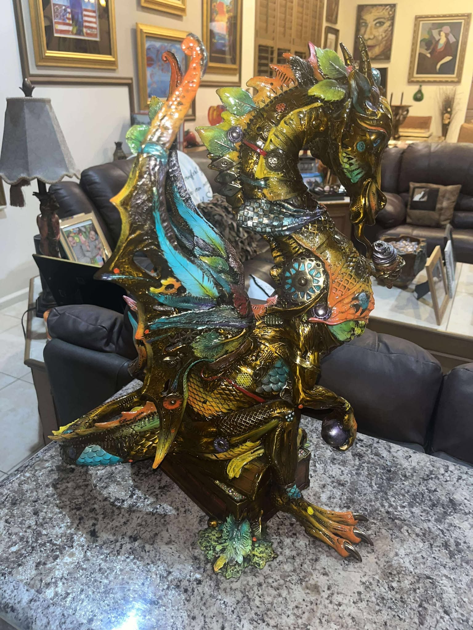 Nano Lopez Davian: Nano Lopez "Davian" 14" x 18" X 21", bronze sculpture with hand-applied patina, signature stamped, includes a giclee on canvas, hand signed by artist and annotated by hand with a number that matches