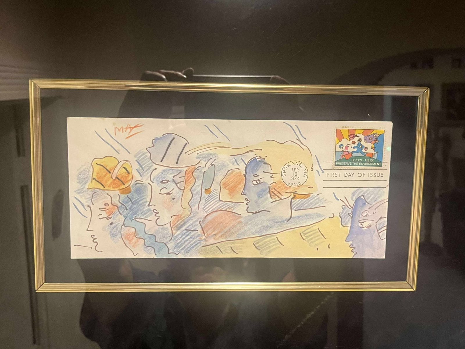 Peter Max First day of Issues Faces: Peter Max"First Day of Issue" with faces Mixed media. Gallery framed, no paperwork