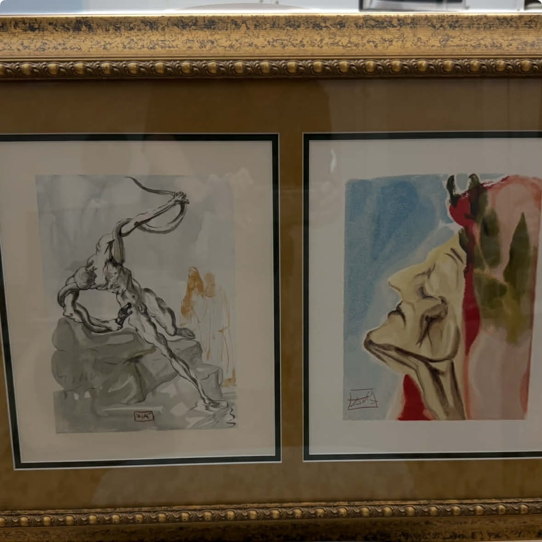 Salvador Dali 2 piece: Salvador Dali 2 pieces from the Divine Comedy. Left side The Punishment of Vanni Fucci and right side is the New Doubt of Dante