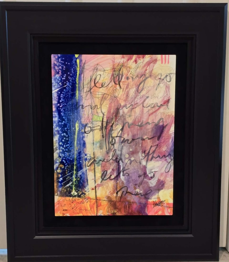 Tim Yanke Off to the Wild Nothing: Tim Yanke "Off to the Wild Nothing" 18" x 13 1/2" image size. Caldograph (digital multiple through dye-sublimation on wood). Hand signed by artist. Gallery Framed. Appraisal. JH