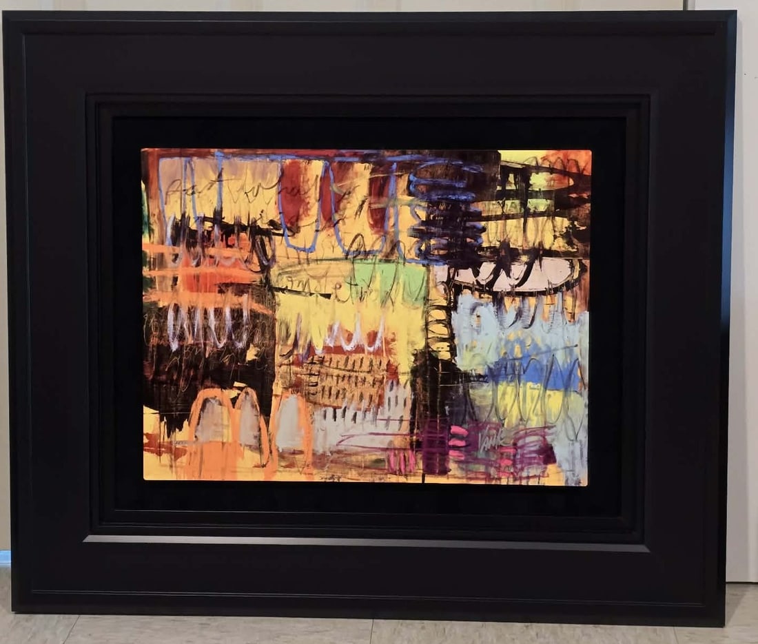 Tim Yanke Prime Cosmic: Tim Yanke "Prime Cosmic" 13 1/2" x 18" image size. Caldograph (digital multiple through dye-sublimation on wood). Hand signed by artist. Gallery Framed. Appraisal. JH