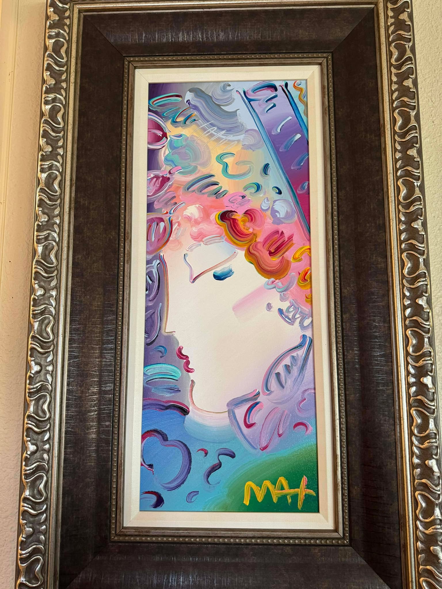 Peter Max Blushing Beauty Detail ver 1 num 135: Peter Max "Blushing Beauty Detail ver I # 135"2017 25" x 10" image size Acrylic painting on canvas from the Peter Max Studio. Hand-signed in pigment lower right by the artist. A Unique work. Gallery f