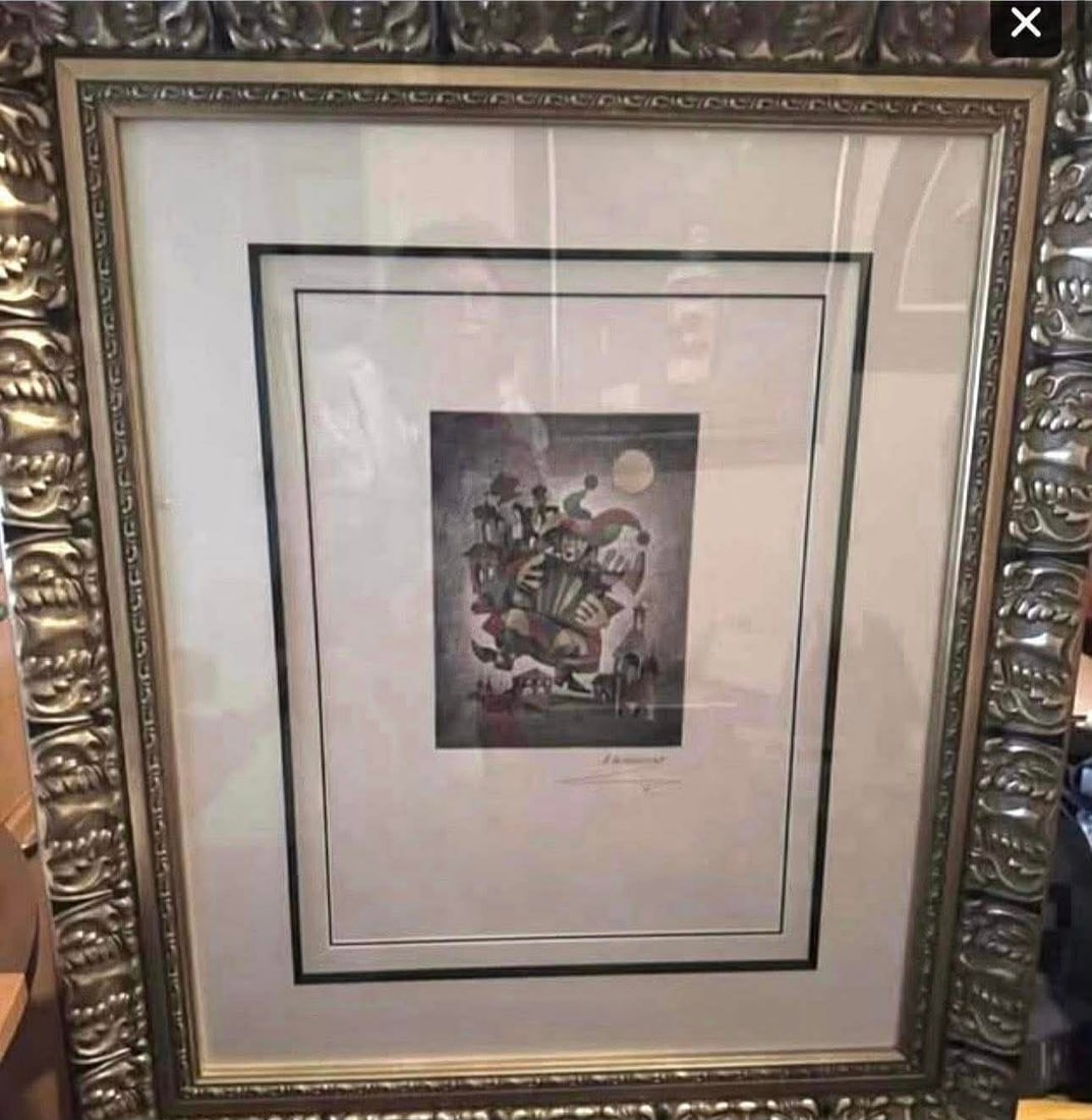 Anatole Krasnyansky Accordion Over Rostov: Anatole Krasnyansky "Accordion Over Rostov" 2009 9 1/8" x 6 7/8" image size. Hand colored etching with watercolor on woven paper. Hand signed by artist in pencil lower left. Gallery Framed. COA.