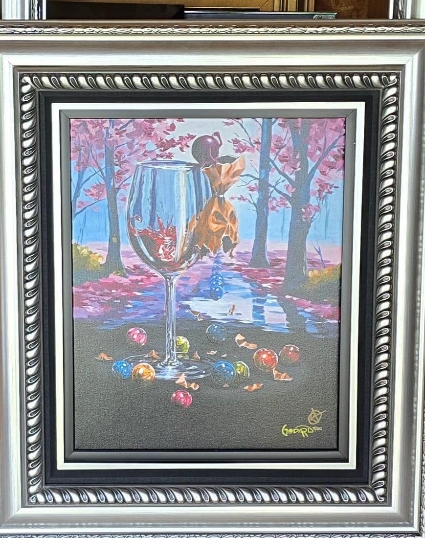 Michael Godard I Lost My Marbles: Michael Goddard "I Lost My Marbles" 20" x 16" Image size. Giclee in color with hand-embellishment on canvas. Hand signed in ink lower right by the artist. Gallery Framed. COA Appraisal. TAS