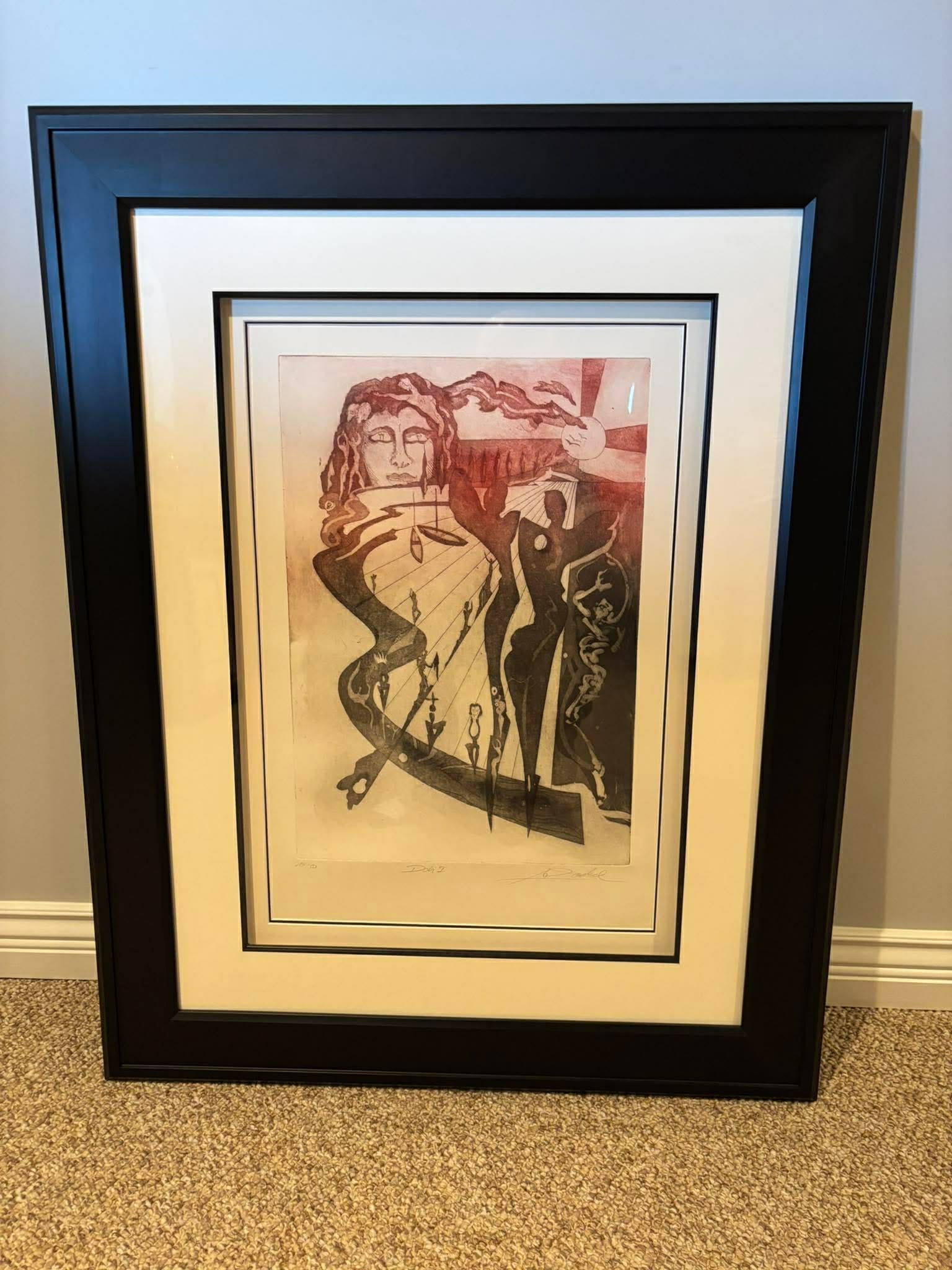 Alfred Gockel Dali I: Alfred Gockel "Dali I". 19 7/8" x 13 5/8" image size. Etching with aquatint on wove paper. Signed in pencil lower right and numbered. From Arabic numbered proof edition of 50. Gallery Framed. Appraisa