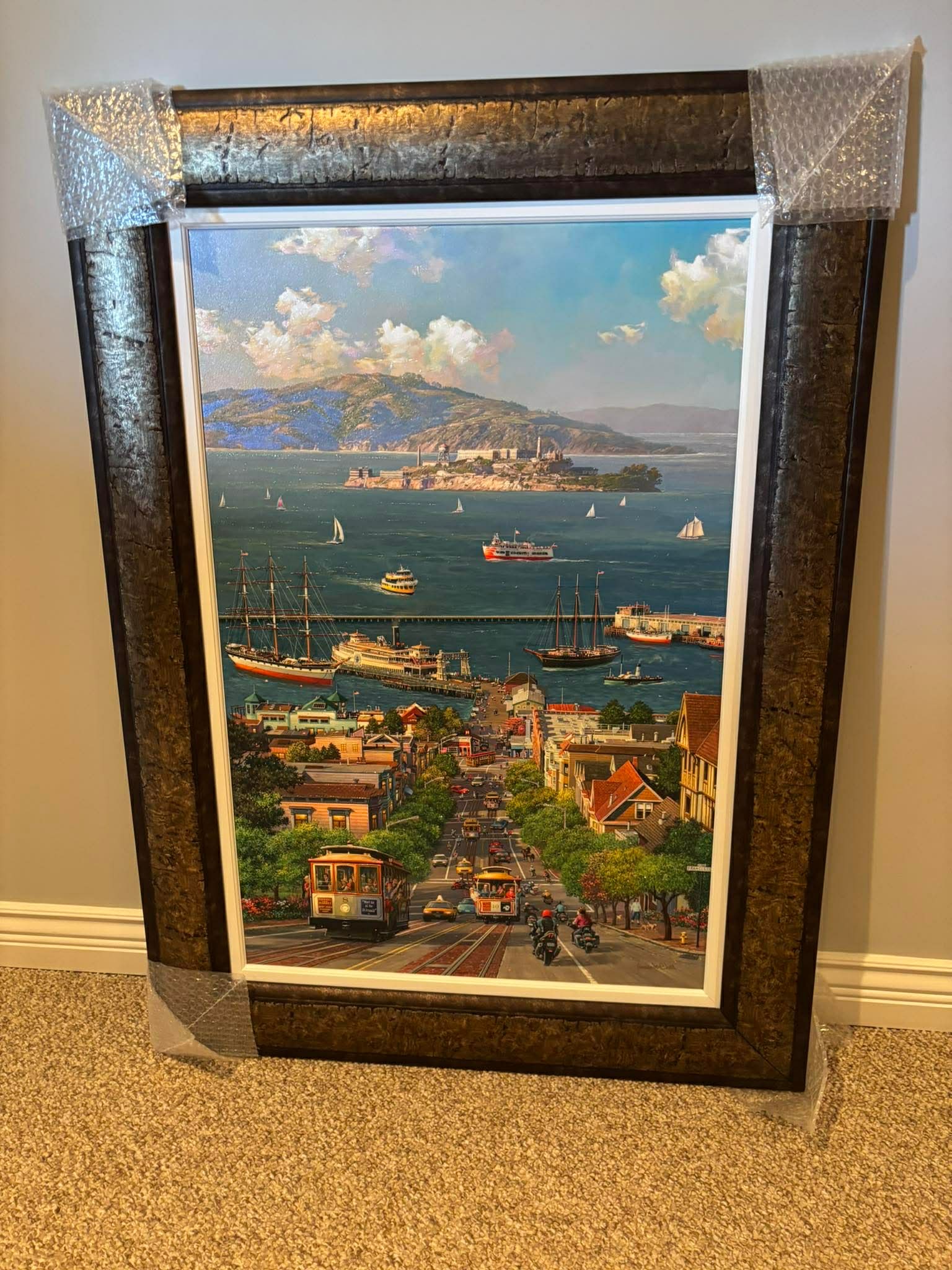 Alexander Chen Hyde Street: Alexander Chen "Hyde Street" 34" x 22 5/8" image size. Giclee in color with hand-embellishment on canvas. Hand signed in pigment by artist. Gallery Framed. Appraisal. GU