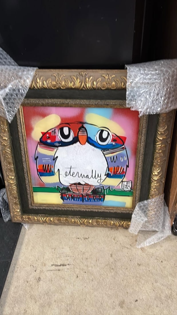 David Le Batard (as Lebo) Eternally: David Le Batard (as Lebo) "Eternally" 12" x 12" image size. Acrylic painting on plexiglass. Hand siged in pigment lower right by the artist. A unique work. Gallery framed. Appraisal. GU