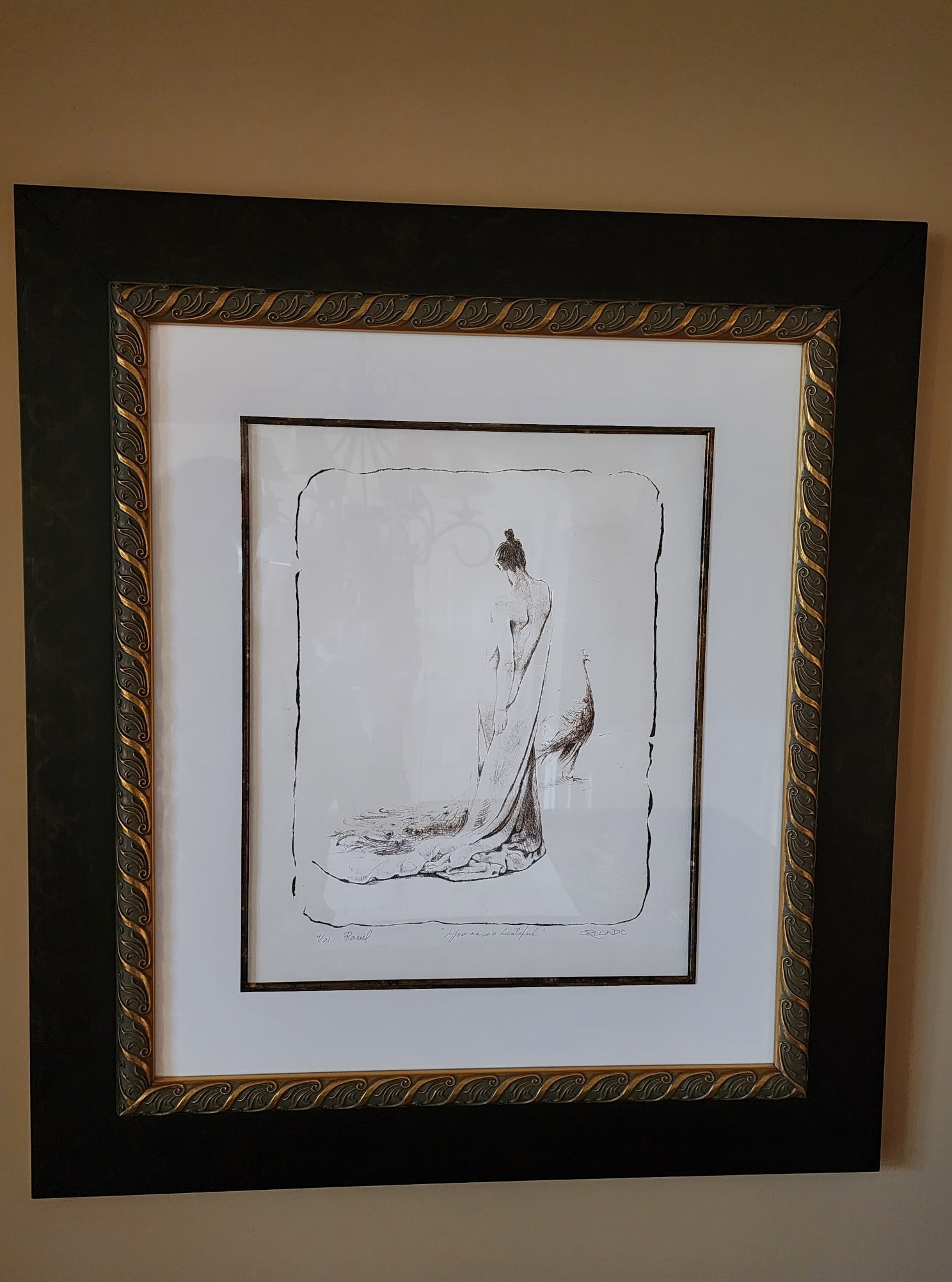 Orlando Quevedo You are so Beautiful: Orlando Quevedo "You Are So Beautiful" 23 7/8" x 18". Lithograph on wove paper. Hand signed in pencil lower right by artist. Gallery framed. COA. Appraisal. HS