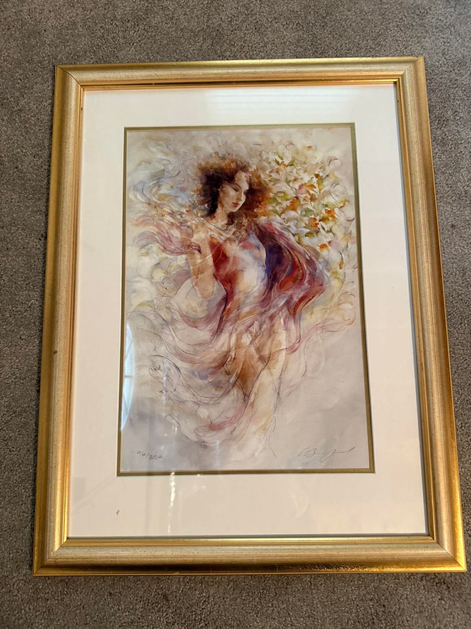 Gary Benfield Enchanted: Gary Benfield "Enchanted" hand leafed giclee Le, gallery framed coa. MS