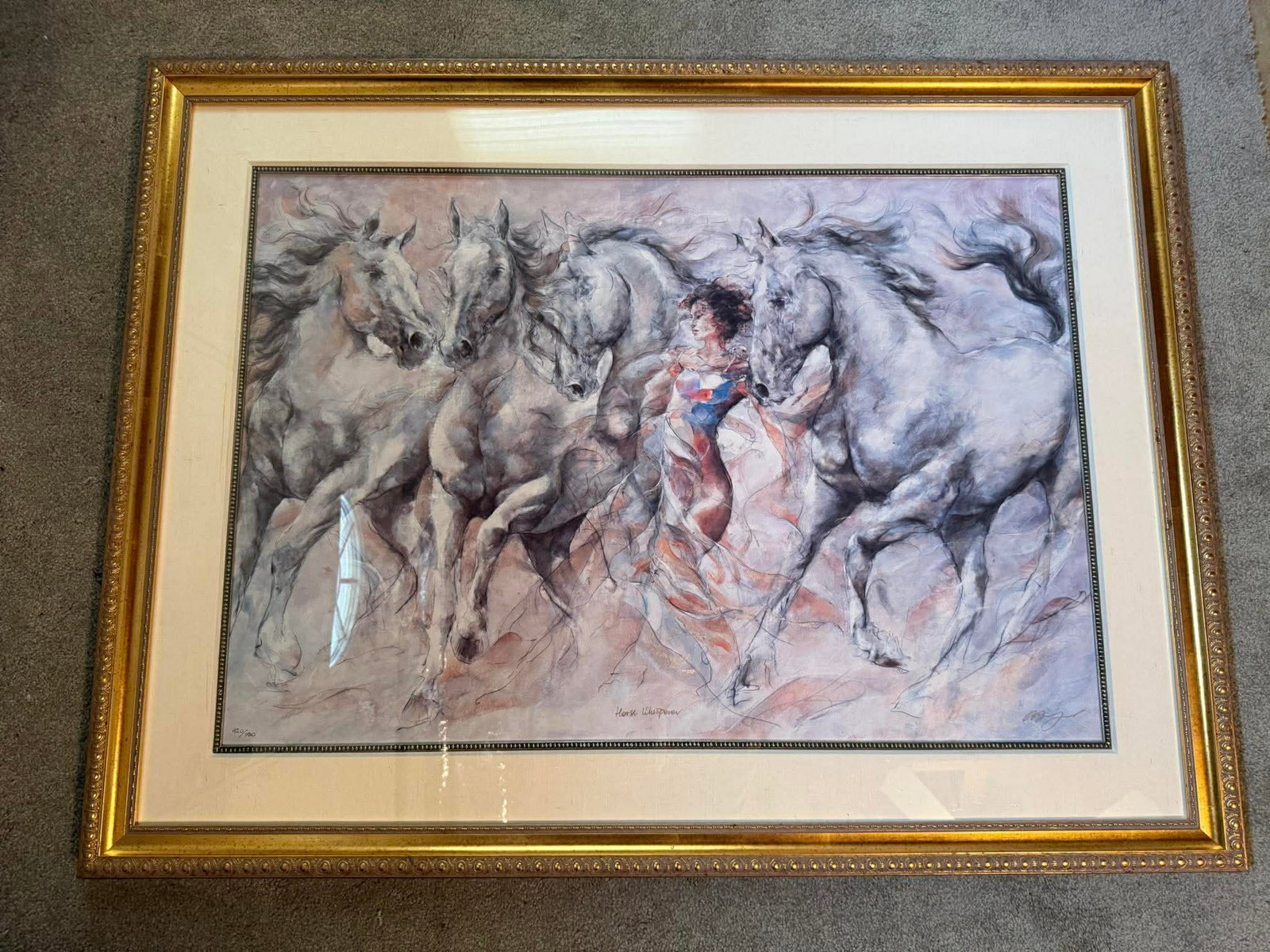 Gary Benfield Horse Whisper: Gary Benefield "Horse Whisper" 36" x 25" image size seriolithograph on deluxe paper. Gallery framed, COA, MS
