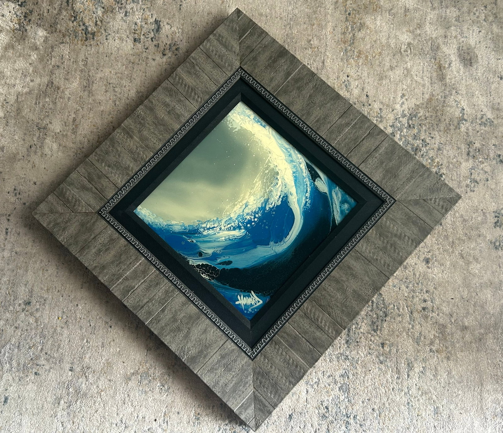 Ashton Howard Wave GoodBye: Ashton Howard "Wave Goodbye" 2019 12" x 12" image size. Acrylic painting on board. Hand signed pigment. lower center by artist. A unique work. Gallery framed. COA. Appraisal. PM